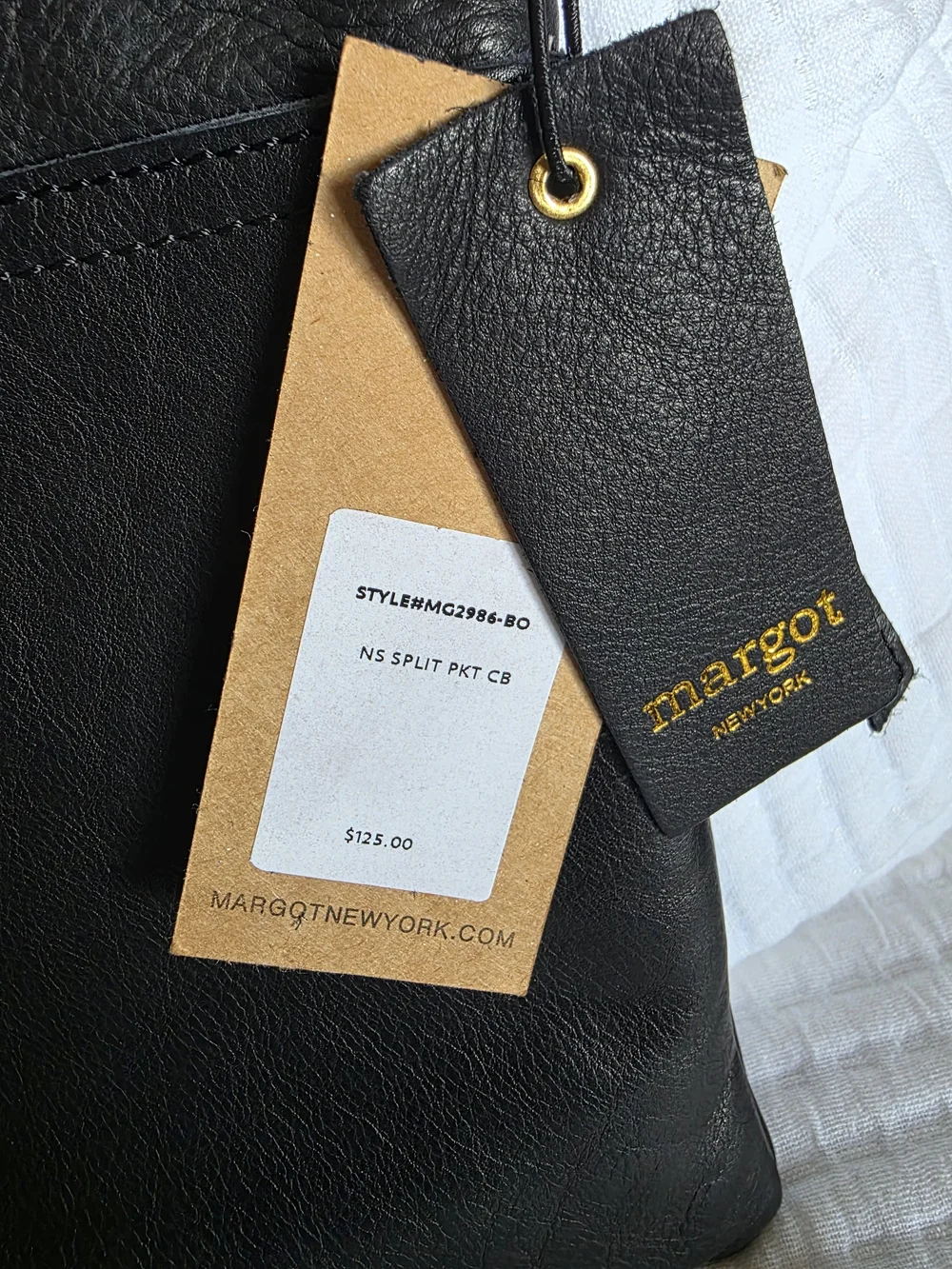 margot Black Leather Slim Messenger Crossbody Bag